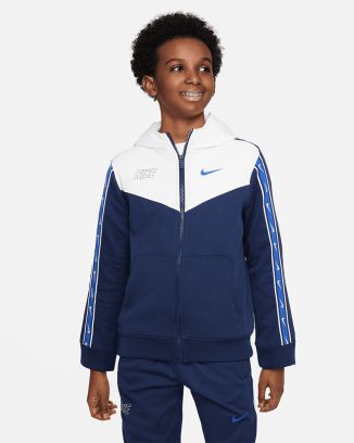 Sweat à Capuche Zippé Nike Sportswear Repeat Bleu marine pour Enfant DZ5622-410