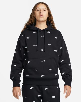 sweat a capuche nike fleece print noir homme fb7434 010