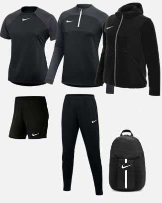 Ensemble Nike femme Pack 6 pièces Maillot Academy Pro Short Park III Haut 1/4 zip Academy Pro Pantalon de survêtement Academy Pro Veste doublée Team Fall Sac à dos Academy Team DH9242 BV6860 DH9246 DH9273 D8039 DC2647