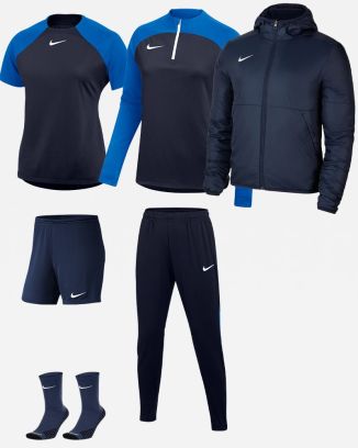 Ensemble Nike femme Pack 6 pièces Maillot Academy Pro Short Park III Haut 1/4 zip Academy Pro Pantalon de survêtement Academy Pro Veste doublée Team Fall Sac à dos Academy Team DH9242 BV6860 DH9246 DH9273 D8039 DC2647