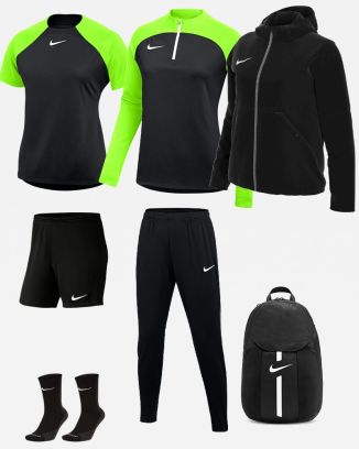 Conjunto de produtos Nike Academy Pro para Fêmea. Fato de treino + Jersey + Calções + Meias + Parka + Saco (7 itens)