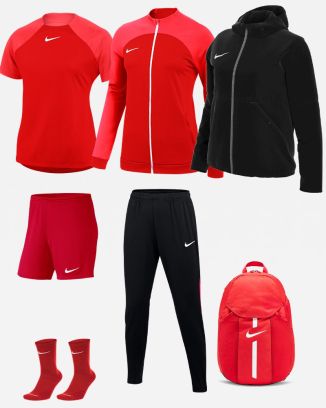 Set producten Nike Academy Pro voor Vrouwen. Trainingspak + Jersey + Korte broek + Sokken + Parka + Tas (7 artikelen)