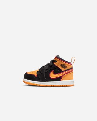 chaussures jordan 1 mid se noir et orange enfant fj4926 008