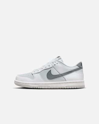 chaussures nike dunk low blanc et gris pour enfant fv0365 100