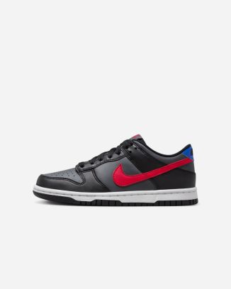 chaussures nike dunk low noir et rouge pour enfant fv0373 001