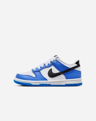 chaussures nike dunk low gs blanc et bleu enfant fv7021 400