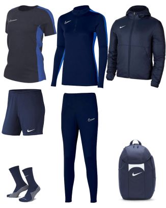 Ensemble Nike femme Pack 7 pièces Maillot Academy 23 Short Park III Chaussettes Strike Crew Haut 1/4 zip Academy 23 Pantalon de survêtement Academy 23 Veste doublée Team Fall Sac à dos Academy Team DR1338 BV6860 DH6620 DR1354 DR1671 DC8039 DV0761