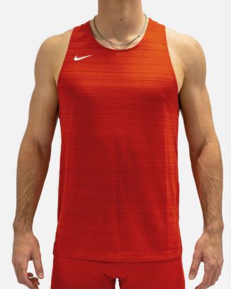 NT0300-657 Débardeur de running Nike Stock Dry Miler Rouge pour Homme