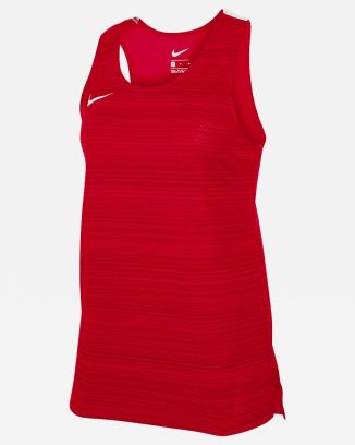 NT0301-657 Débardeur de running Nike Stock Dry Miler Rouge pour Femme