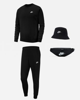 Conjunto Nike Sportswear para Hombre. Sudadera + Pantalón de chándal + Gorro + Riñonera (4 productos)