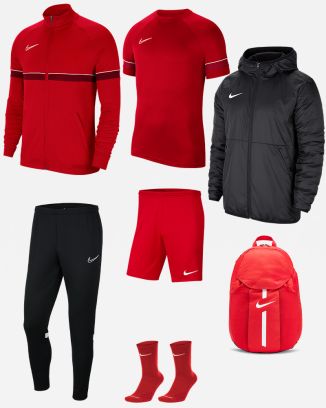 Product set Nike Academy 21 for Men. Track suit + Jersey + Shorts + Socks + Parka + Bag (7 items)