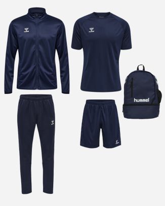 Product set Hummel Essential for Men. Jersey + Shorts + Sweat jacket + Tracksuit pants + Bag (5 items)