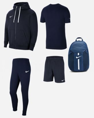 Conjunto de produtos Nike Team Club 20 para Homens. Camisola + Calças de corrida + T-shirt + Calções + Saco (5 itens)