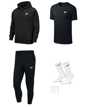 Conjunto Nike Sportswear para Hombre. Sudadera + Pantalón de chándal + Camiseta + Calcetines (4 productos)