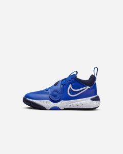 Zapatillas de baloncesto Nike Team Hustle D 11 Azul Real y Blanco para niño