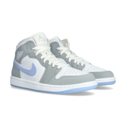 Air Jordan 1 Mid Femme - White-Aluminum-Wolf Grey