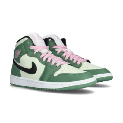 Air Jordan 1 Mid Se Mujer - Green-Black-Barely Green-Lt Arctic Pink