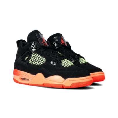 Air Jordan 4 Retro Enfant - Black-Infrared 23-Brt Mango-Barely Volt-White