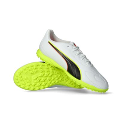 Chaussures de football Puma King 20 Play TF Blanc pour enfant