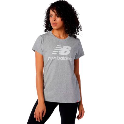 T-shirt New Balance Stacked Logo Gris pour femme