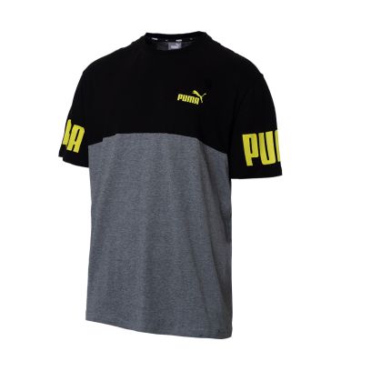 T-shirt Puma Power Colorblock Gris & Noir pour homme