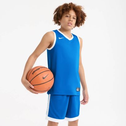 maillot de basket nike team 25 bleu royal blanc pour enfant