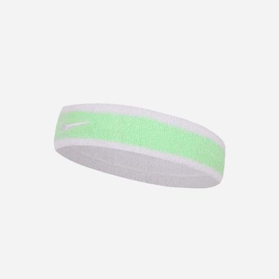 bandeau eponge nike swoosh headband blanc et vert ac2285 117