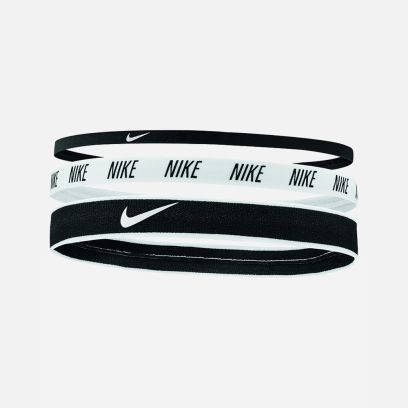 Conjunto de 3 bandas de cabeça Nike Mixed Width Preto e Branco para unisexo