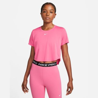 tshirt nike dri fit one fit cropped rose femme dd4954 684