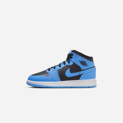 chaussures air jordan 1 mid bleu noir pour enfant dq8423 401