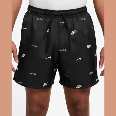 short nike club woven allover flow noir homme fb7440 010