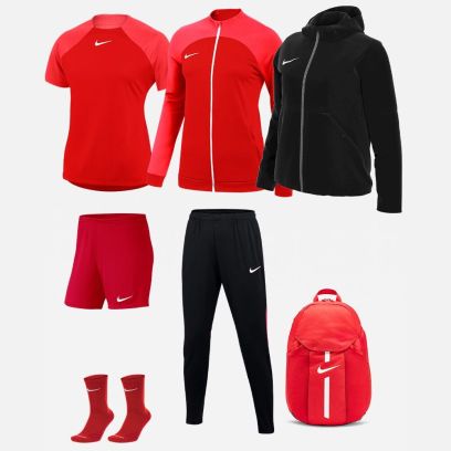 Set producten Nike Academy Pro voor Vrouwen. Trainingspak + Jersey + Korte broek + Sokken + Parka + Tas (7 artikelen)