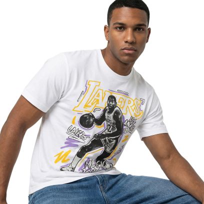 T-shirt Mitchell & Ness Los Angeles Lakers Blanc pour homme