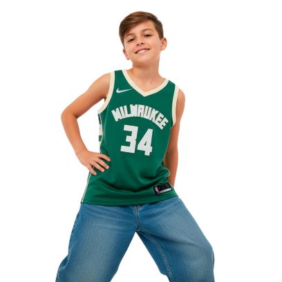 Maillot de basket Nike Milwaukee Bucks Vert pour Enfant