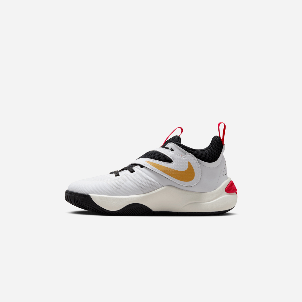 Nike Team Hustle D 11 White & Red basketball shoes for kids