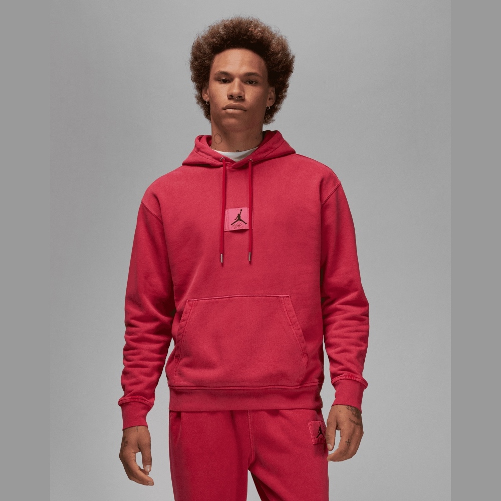 Sudadera con capucha Jordan Essentials Statement Fleece Washed Red, hombre