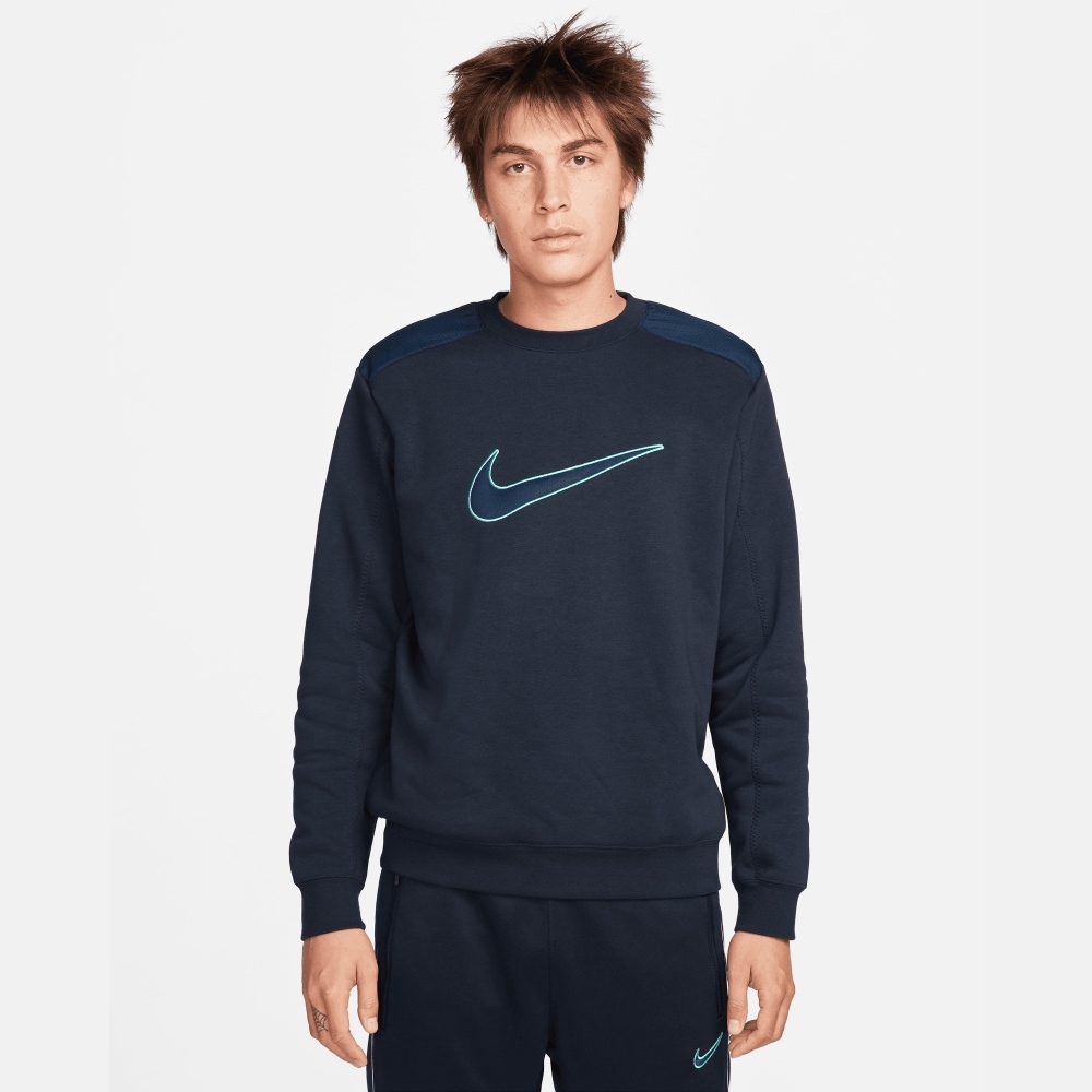 Felpa da uomo Nike Sportswear SP Fleece Crew BB Nero e Navy EKINSPORT