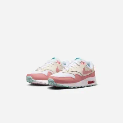 Air Max 1 Blanc Rose Childrens Shoes EKINSPORT