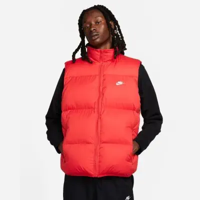 Men s Nike Club Therma FIT Puffer Red Sleeveless Jacket EKINSPORT