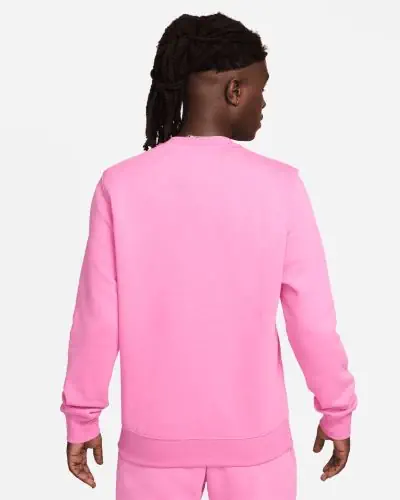 Felpa Nike Sportswear Club Fleece rosa e bianca da uomo EKINSPORT