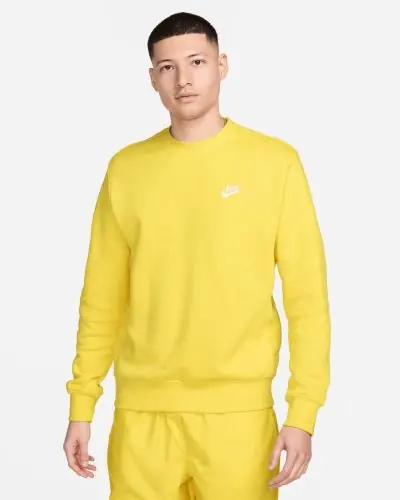 Felpa Nike Sportswear Club Fleece giallo e bianco da uomo EKINSPORT