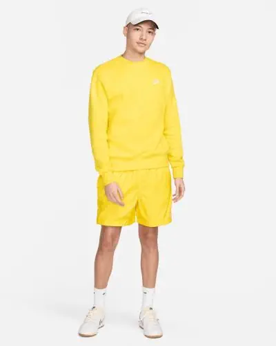 Men s Nike Sportswear Club Fleece Yellow White Sweatshirt EKINSPORT