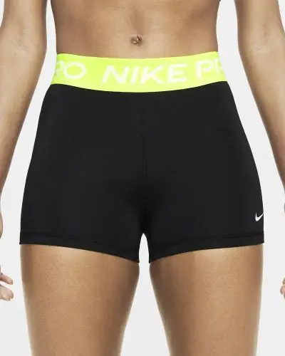 Short Nike Pro Noir Jaune Fluo pour femme EKINSPORT