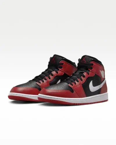 Chaussures Nike Air Jordan 1 Mid Noir Rouge Blanc pour Homme EKINSPORT