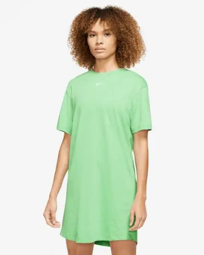 Women s Nike Sportswear Essential Light Green T Shirt Dress EKINSPORT