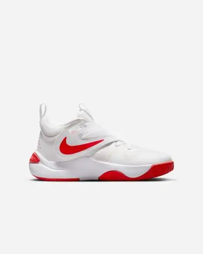 Zapatillas de baloncesto Nike Team Hustle D 11 blancas y rojas para ninos EKINSPORT