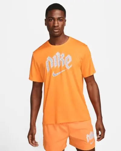 Men s Nike Miler Orange White T Shirt EKINSPORT
