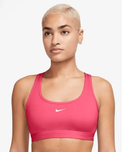 Women s Nike Swoosh Light Support Pink White Bra EKINSPORT