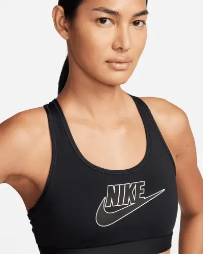 Brassiere Nike Swoosh Medium Support Logo Padded Noir pour Femme EKINSPORT