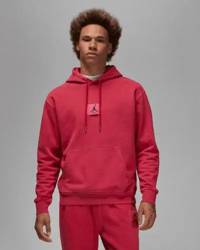 Men s Jordan Essentials Statement Fleece Washed Red Hoodie EKINSPORT